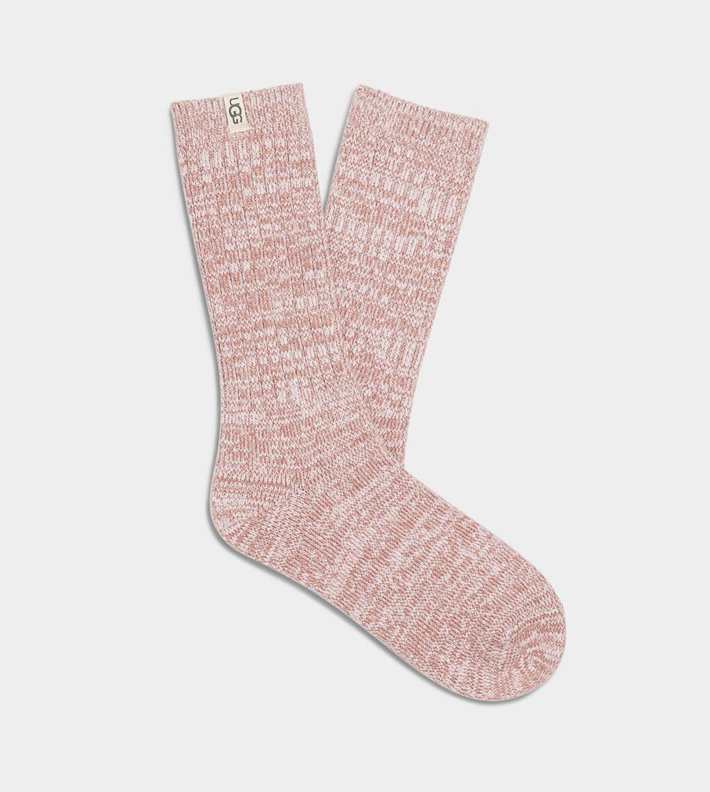 Ugg Rib Knit Slouchy Crew - Womens Socks - Pink - NZ (2965PUTKX)